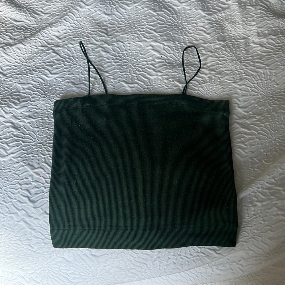Dark Green Square Neck Tank Top